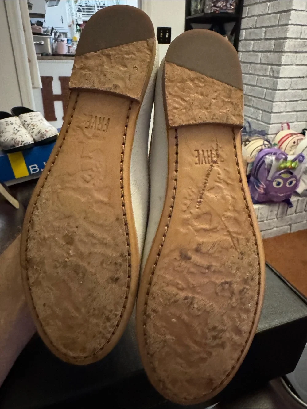 Frye Cream Textured Ballet Flats